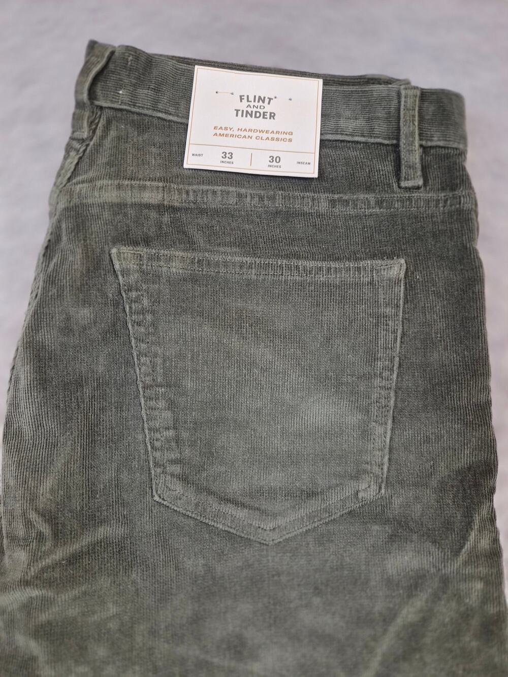 Flint and Tinder Corduroy Pants Size 33x30 Green Slim Fit (1212)